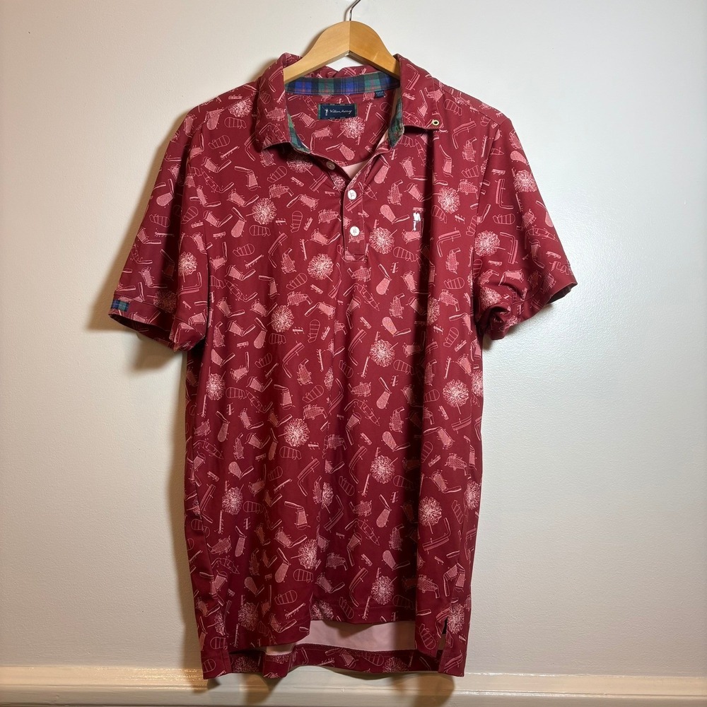 William Murray Golf Polo Shirt Men's M Red Blueprint Tartan Turmoil Performance‎ - Picture 3 of 10